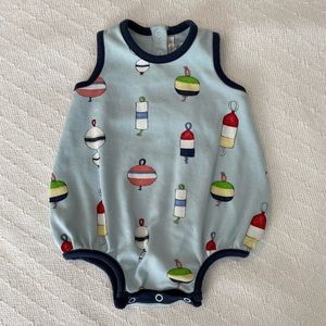 Beaufort Bonnet Patton Play Bubble (Unisex) in Winding Bay Buoy print 0-3M EUC